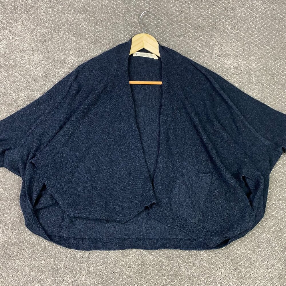 Untouched World Merino Wool Wrap Shawl Cardigan Poncho Women's Small Blue